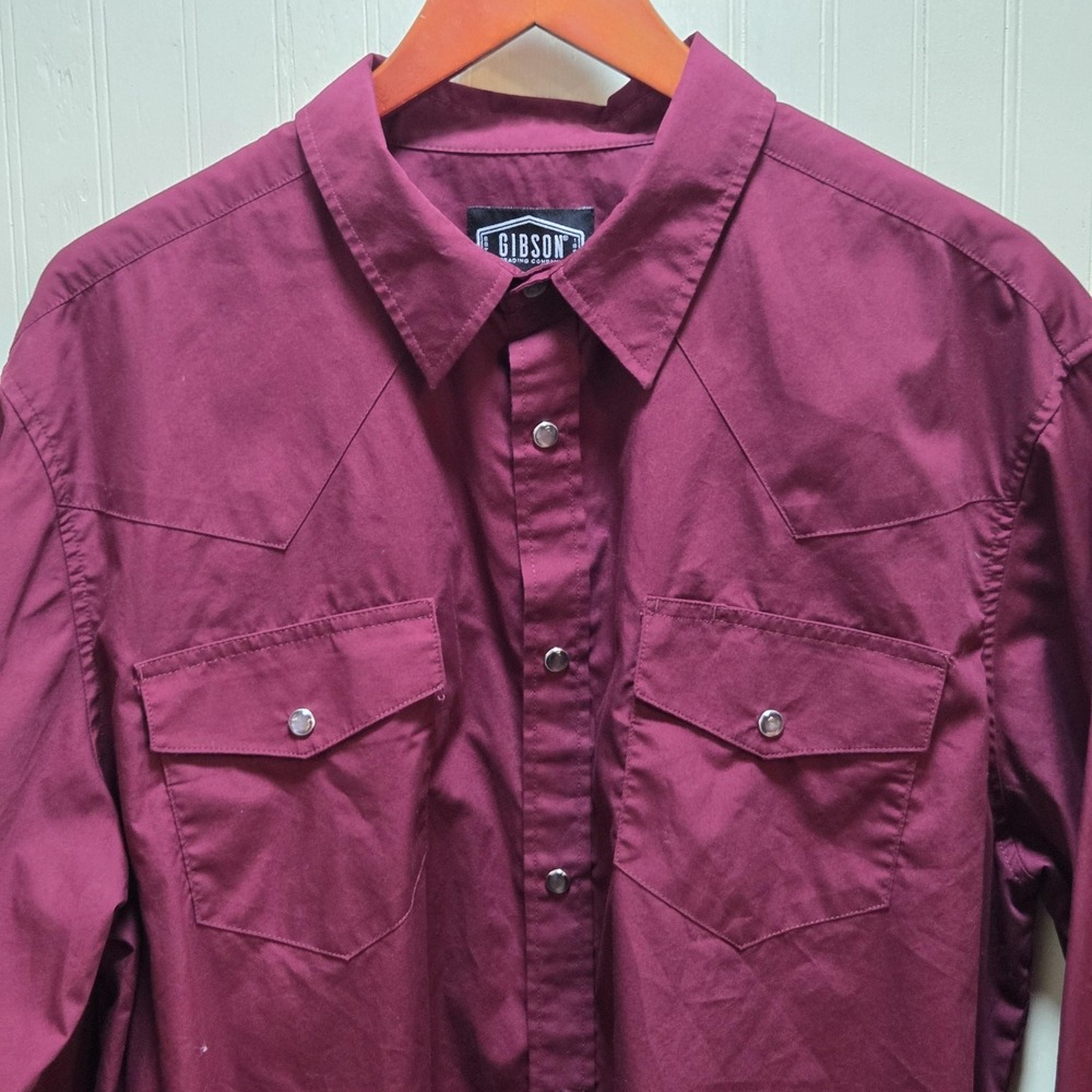 Gibson Trading Company Shirt Mens 2XL Red Solid‎ Western Snap Button Up Pockets
